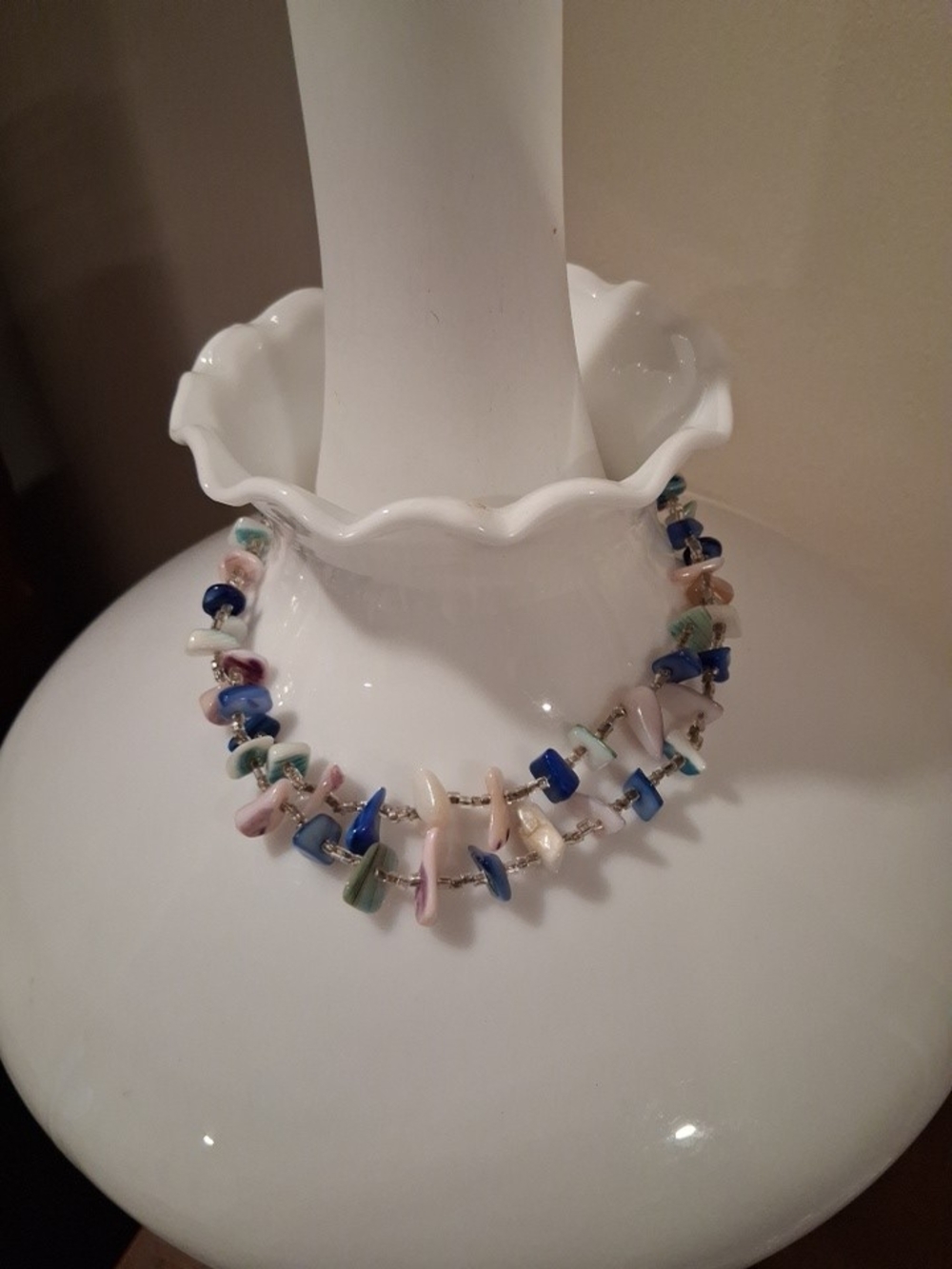 Multicolor Pastel Beaded Shell Chip Necklace